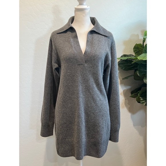 NEW Reformation Maeve Cashmere Polo Dress in Thunder Gray - Picture 4 of 11